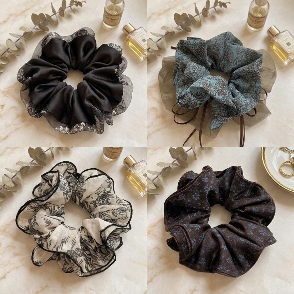 Floral Satin Scrunchies